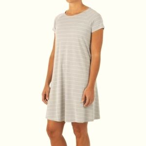 Light grey dress with white stripes